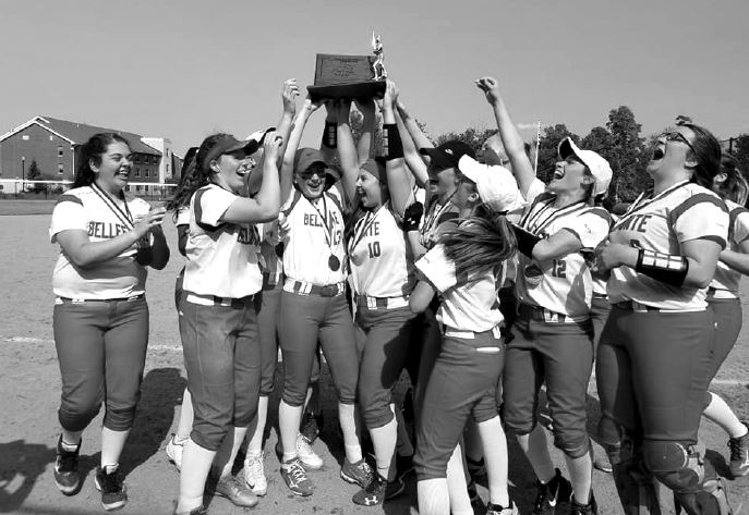 The softball team celebrates their District Title on Friday, May 31.