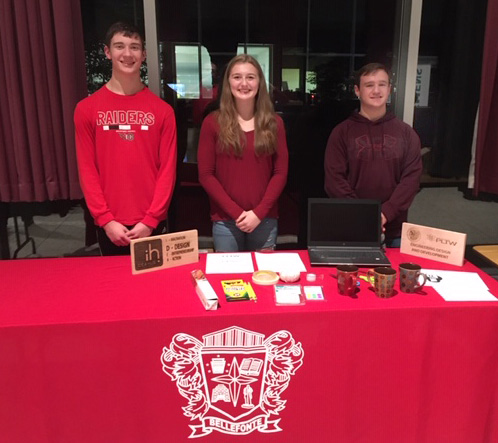 Seniors Austin Craig, Alina Watson, and Nathan Long on the open house night for the IDEA Hub.