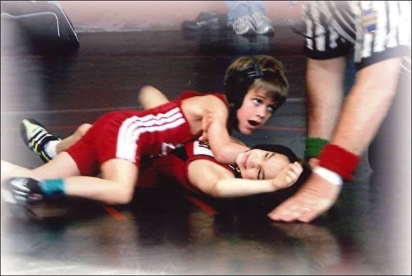 Senior Aaron Little wrestling during his youth years.