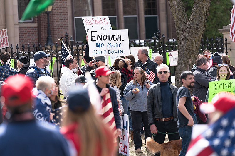 Americans protest stay-at-home orders in Minnesota on April 17.