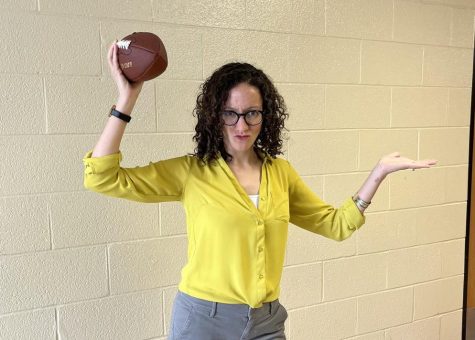 English teacher Ms. Momenzadeh drops the books and picks up the ball as she plans to transition to football coach next year. 