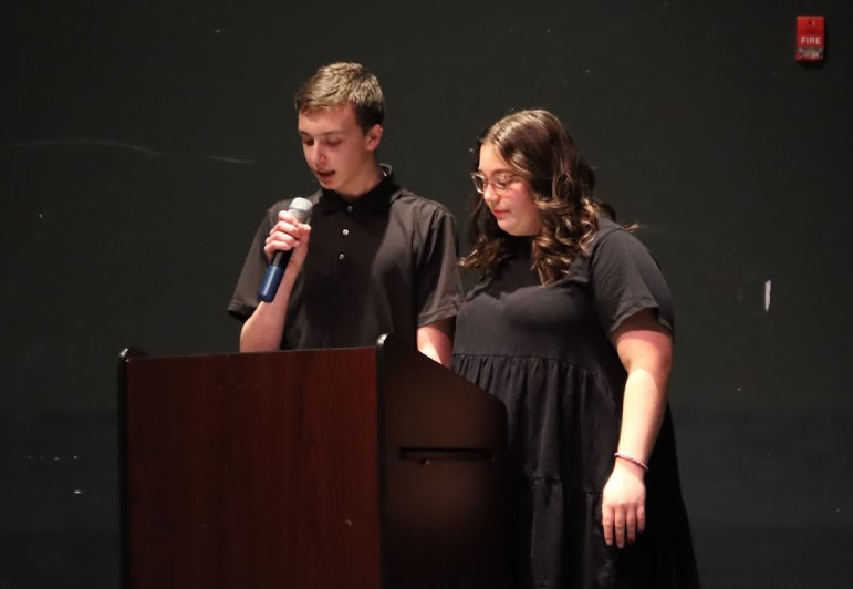 Ava McNeal and Caleb Yecina were the emcees for this years Variety Show. 