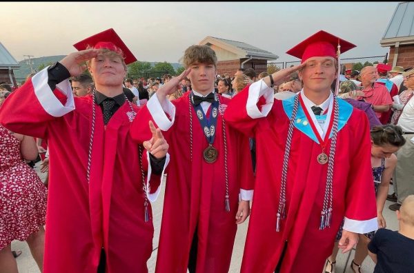 Jacob Knapp, Gage Long, and Cooper Funk at graduation all ready to fight for our country.