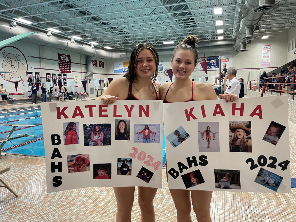Katelyn Packer and Kiaha McCool receiving recognition on Senior night.
