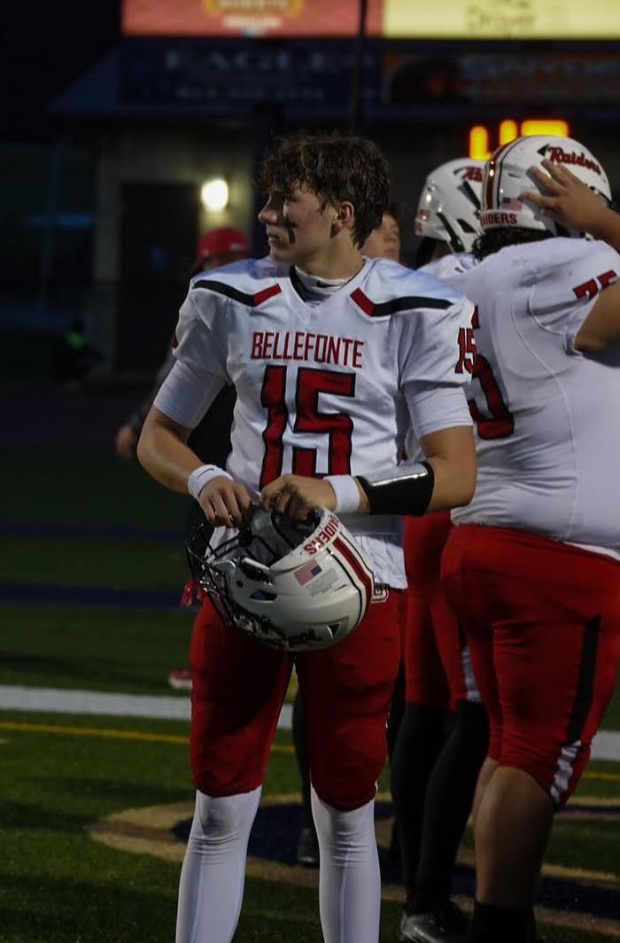 Senior Liam Halterman on the field. 